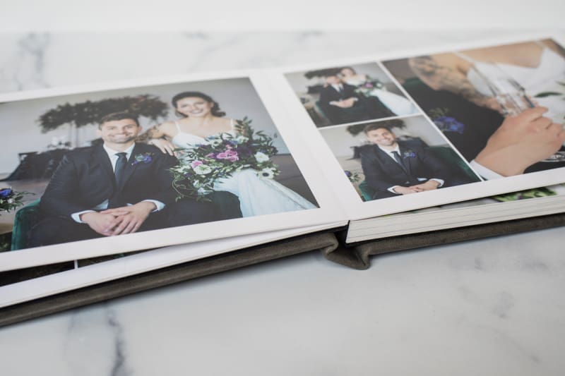 Binding view of wedding album.